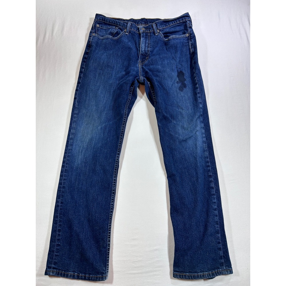 Levis 514 Straight Fit Mens Jeans W34 L30 Blue Denim 00514-0765 Stain